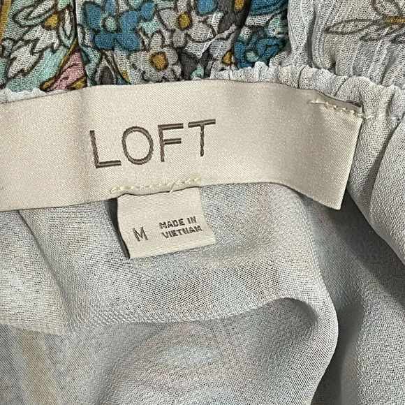 LOFT Paisley Floral Tie Front Long Sleeve Top Ruffle Artsy  Size Medium - Picture 6 of 9